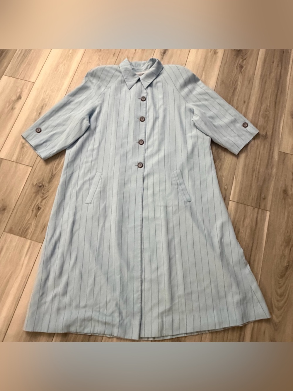 VTG Lily & Taylor New York Light Blue Over Coat Button Up Size 22 Pockets USA
